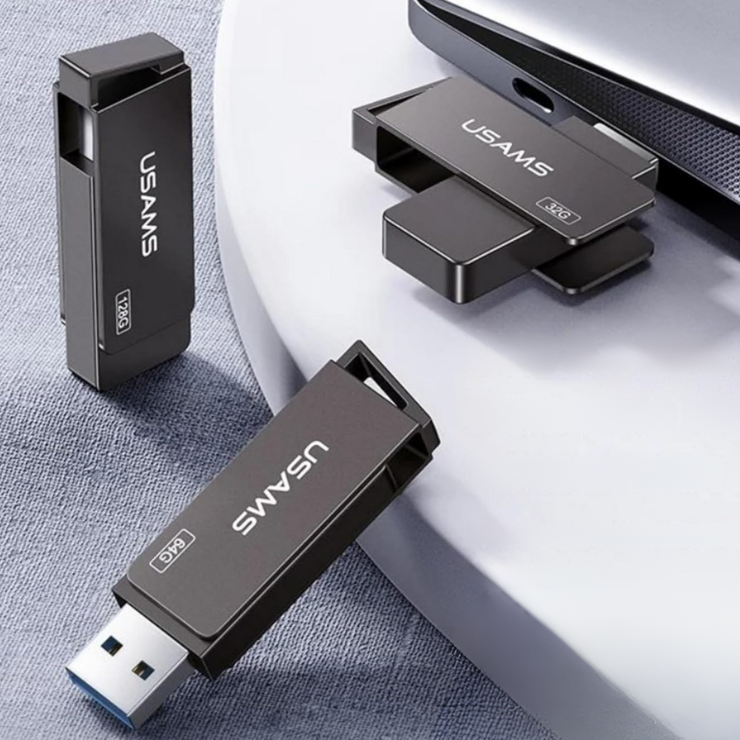 Usams ZN197UP01 128GB USB Flash Drive – High-Speed USB 3.0 with Sleek Metallic Body