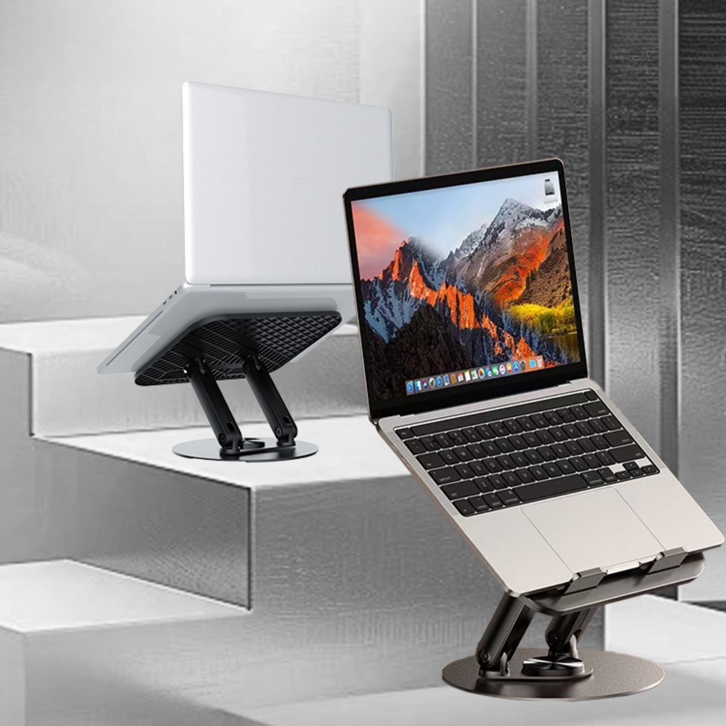 MK-85 Adjustable Laptop & Desktop Holder – Sturdy ABS + Metal + Silicone Stand