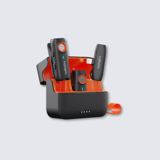 hohem MIC-01 Wireless Lavalier Microphone with DSP Noise Cancellation & 20-Hour Battery Life (2 TX + 1 RX + Charging Case)