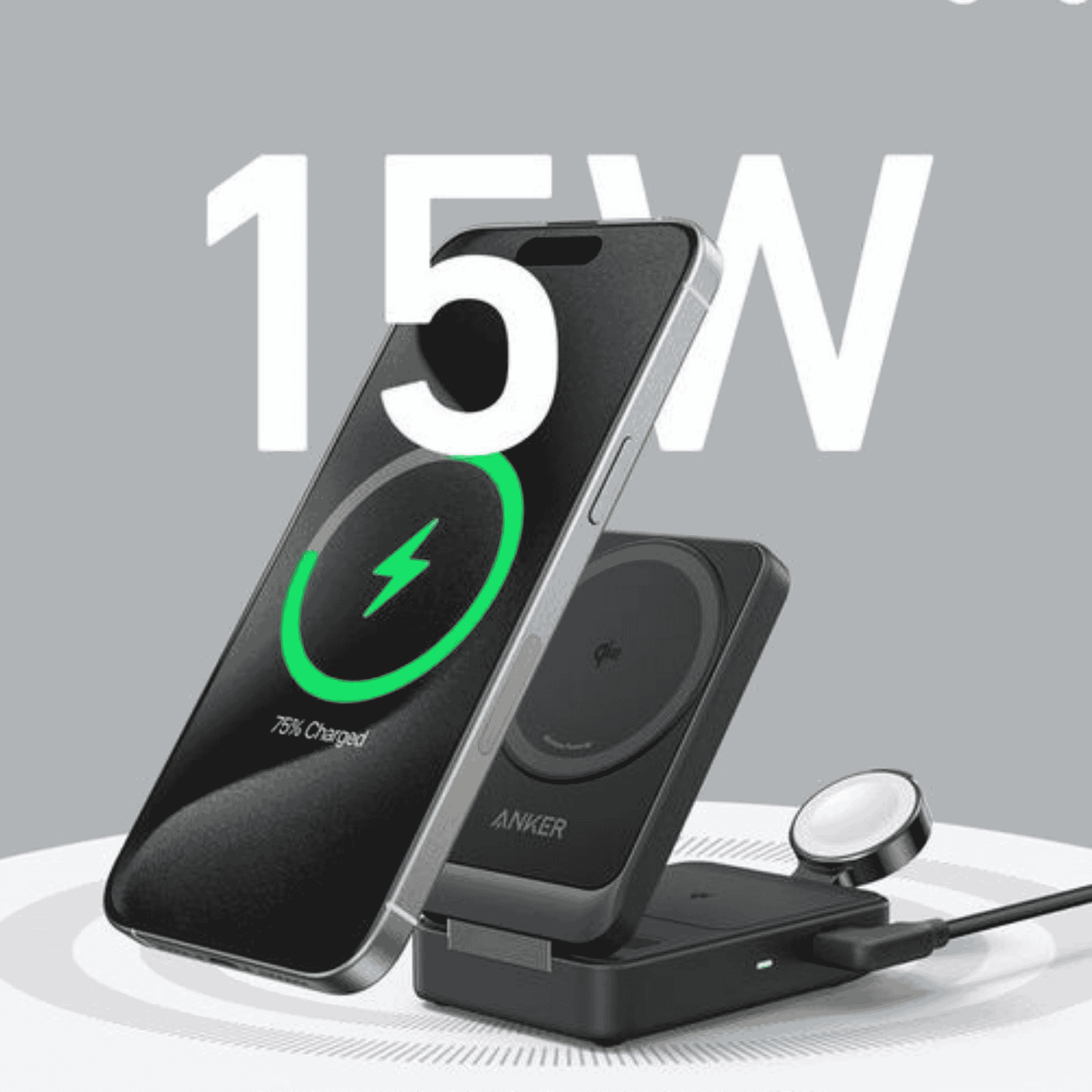 Anker MagGo Charging Station │ Wireless 15W 3-in-1 Foldable Black