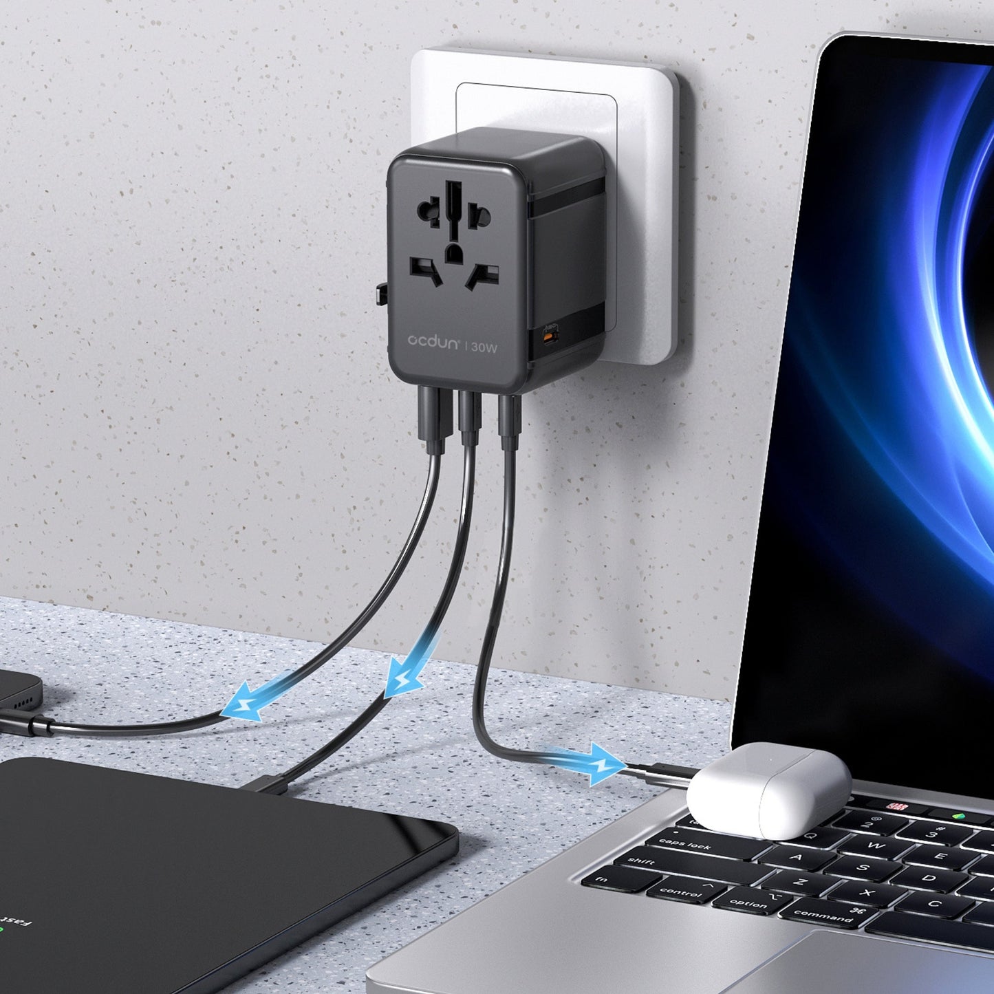 ocdun®  USB Fast Charger | Digital Display 30W Dual Port Compact Plug