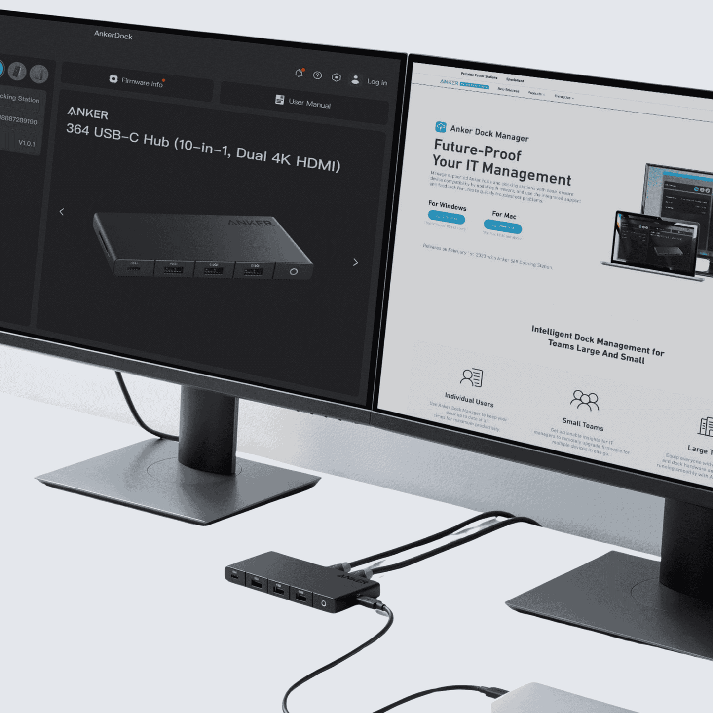 Anker 364 USB C Hub │ 10-in-1 Dual 4K HDMI Black