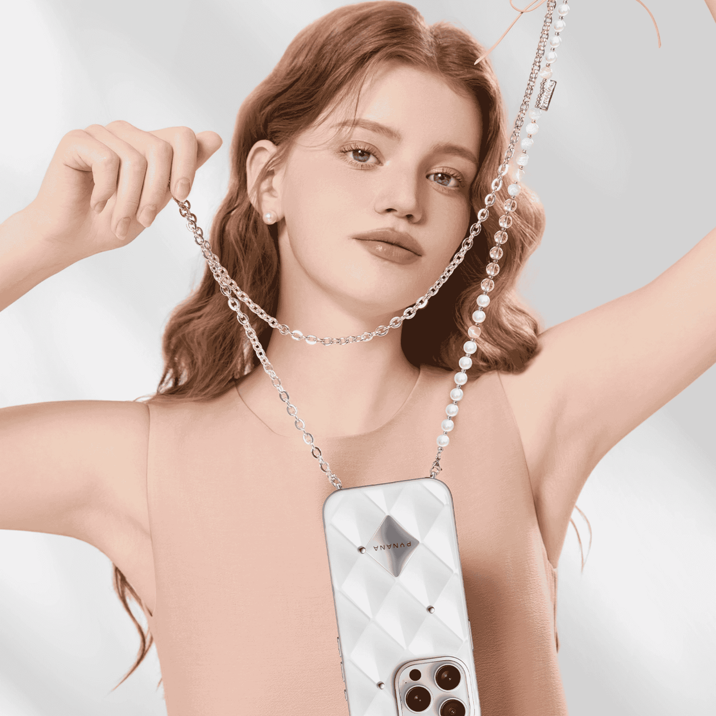 PYNANA Phone Charm │ 2-in-1 Cross-body Metal Chain & Crystal with 3D Bow