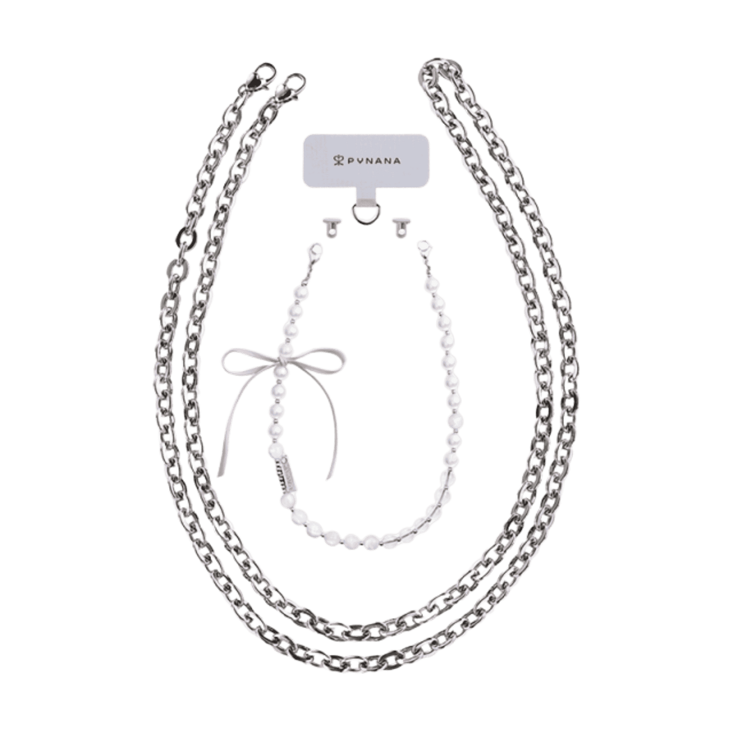 PYNANA Phone Charm │ 2-in-1 Cross-body Metal Chain & Crystal with 3D Bow