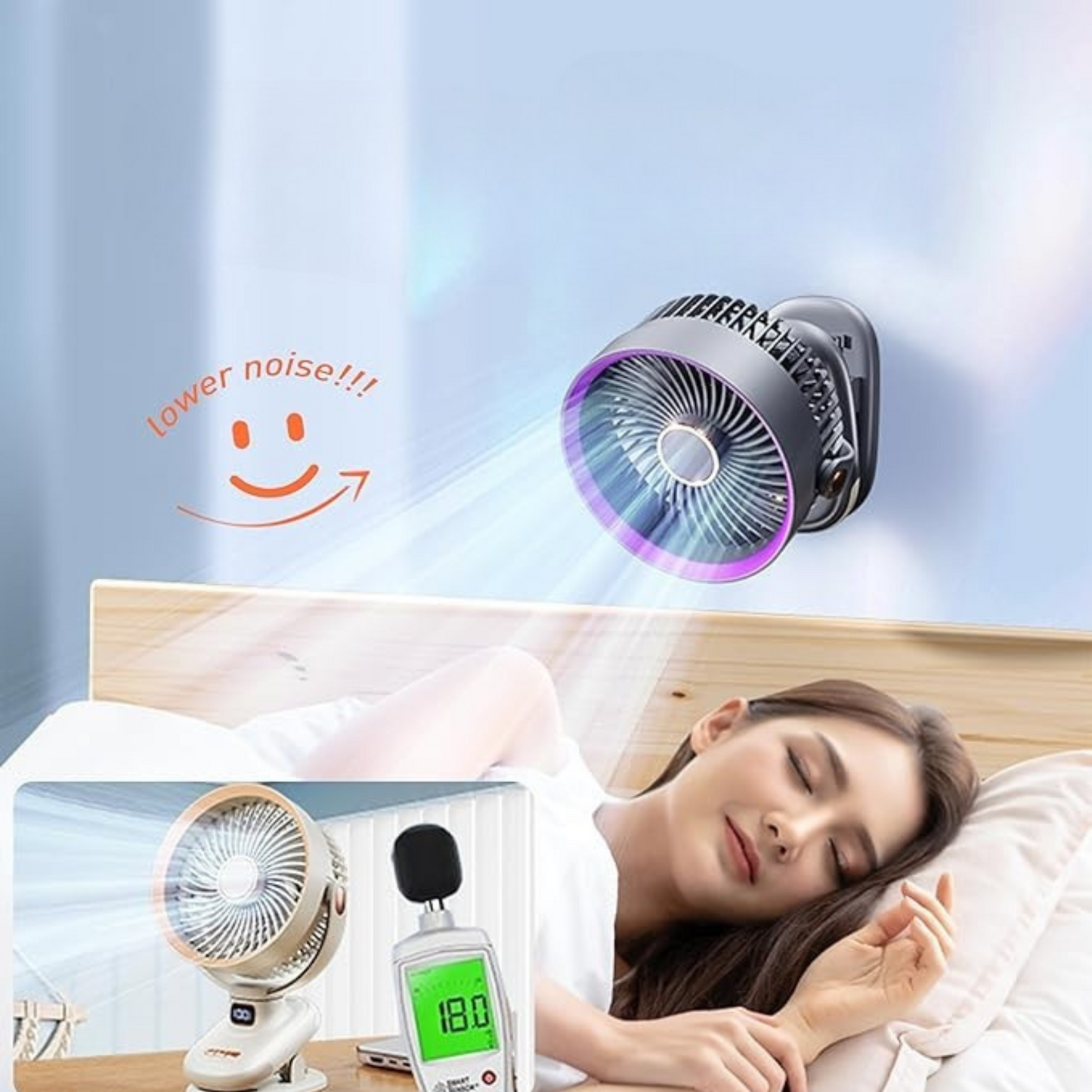 Ocdun Oscillating Clip-On Desk Fan – 5-Speed USB Fan with 2400mAh Battery, 360° Rotation, Timer, Digital Display, Ultra-Quiet