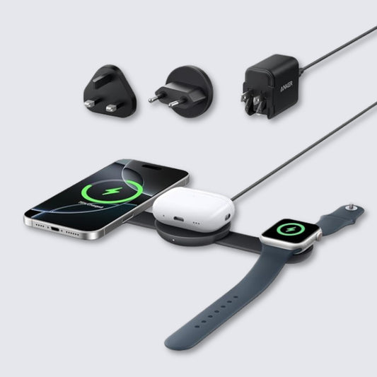 Anker 3-in-1 MagSafe Wireless Charger (Qi2, 15W) – Foldable Travel Pad for iPhone, Apple Watch & AirPods