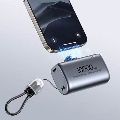 CD252 PB82 10000mAh Nano Capsule Power Bank – 20W Fast Charging with Built-in Type-C Cable & Phone Holder