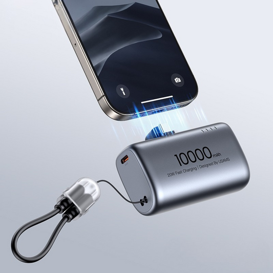 CD252 PB82 10000mAh Nano Capsule Power Bank – 20W Fast Charging with Built-in Type-C Cable & Phone Holder