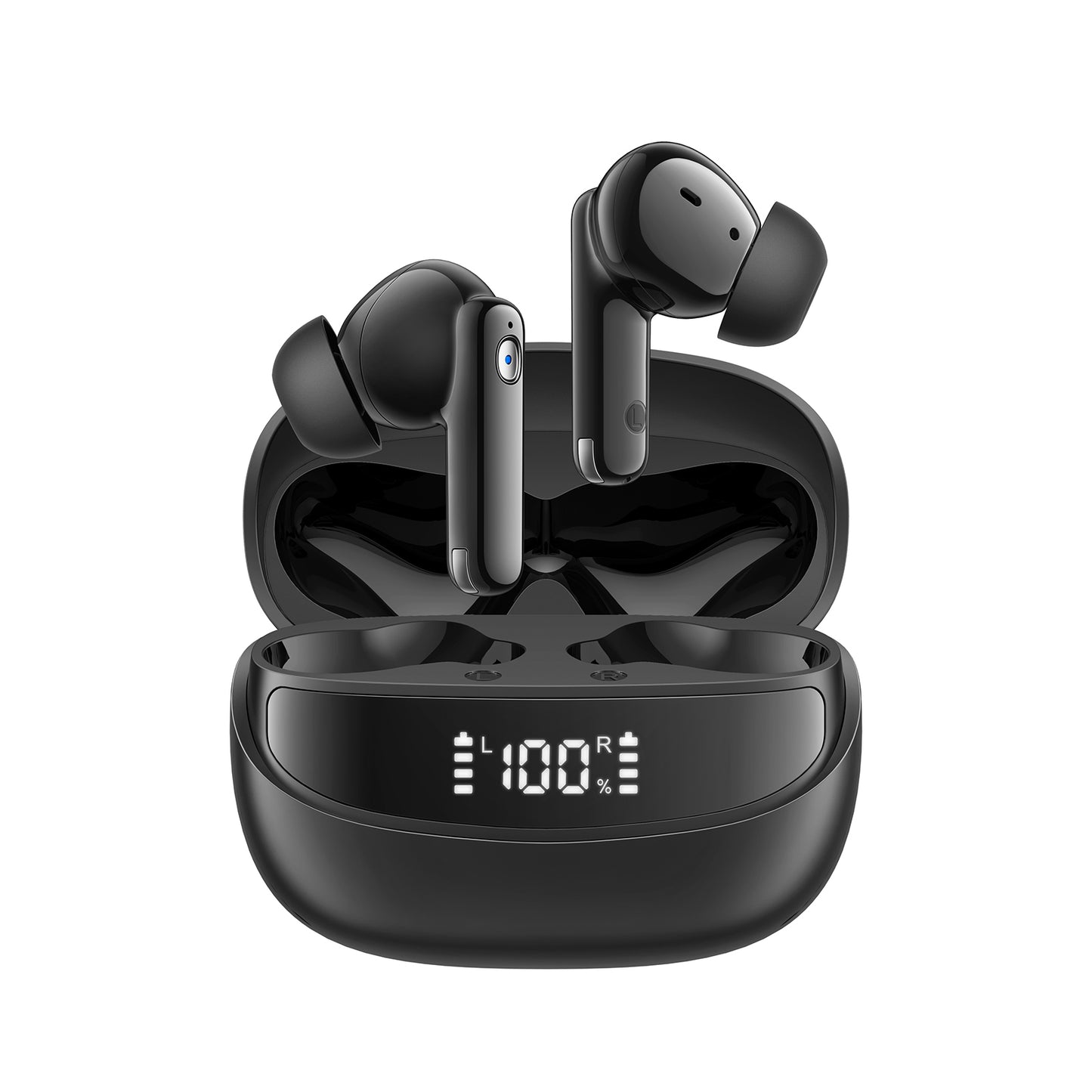 Joyroom Jbuds JR-BB3 wireless earbuds in black charging case with LED battery display