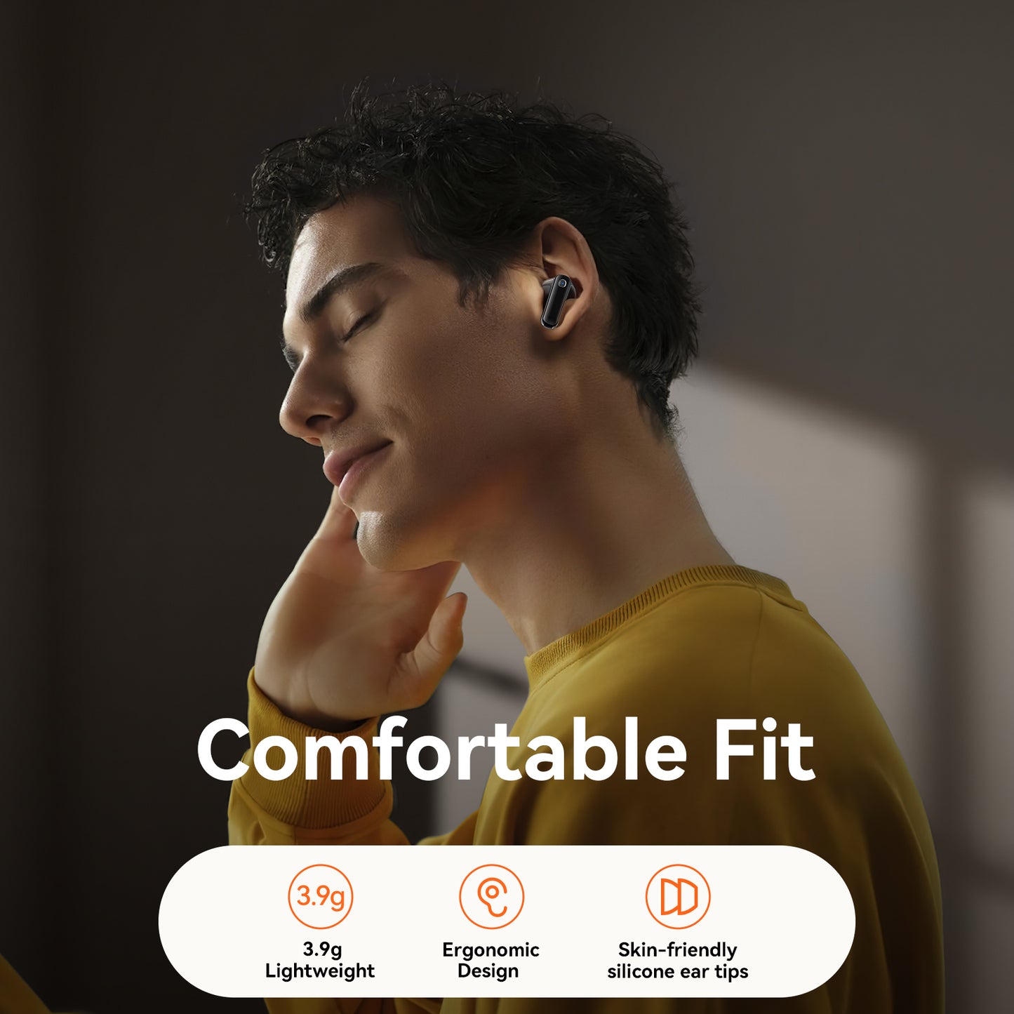 Joyroom Jbuds JR-BB3 wireless earbud — comfortable 3.9 g lightweight ergonomic fit with skin-friendly silicone tips