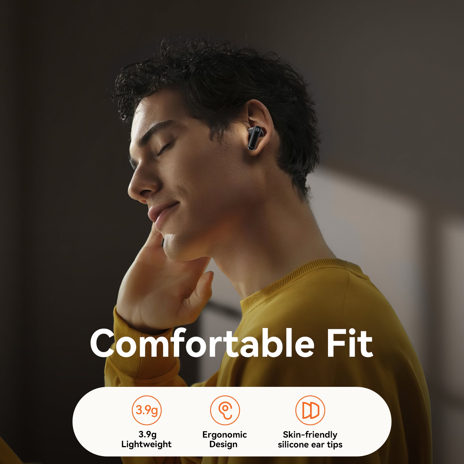 Joyroom Jbuds JR-BB3 wireless earbud — comfortable 3.9 g lightweight ergonomic fit with skin-friendly silicone tips