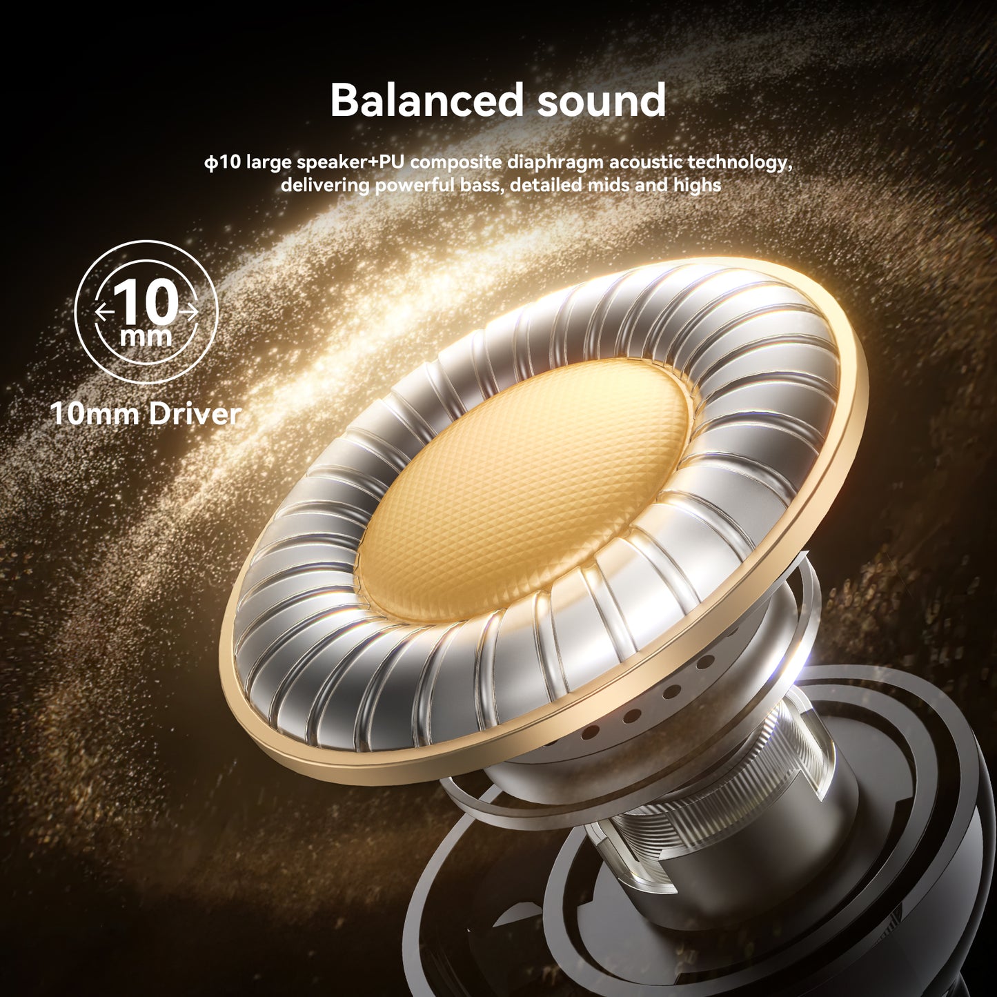 Joyroom Jbuds JR-BB3 10 mm driver with PU composite diaphragm for balanced sound