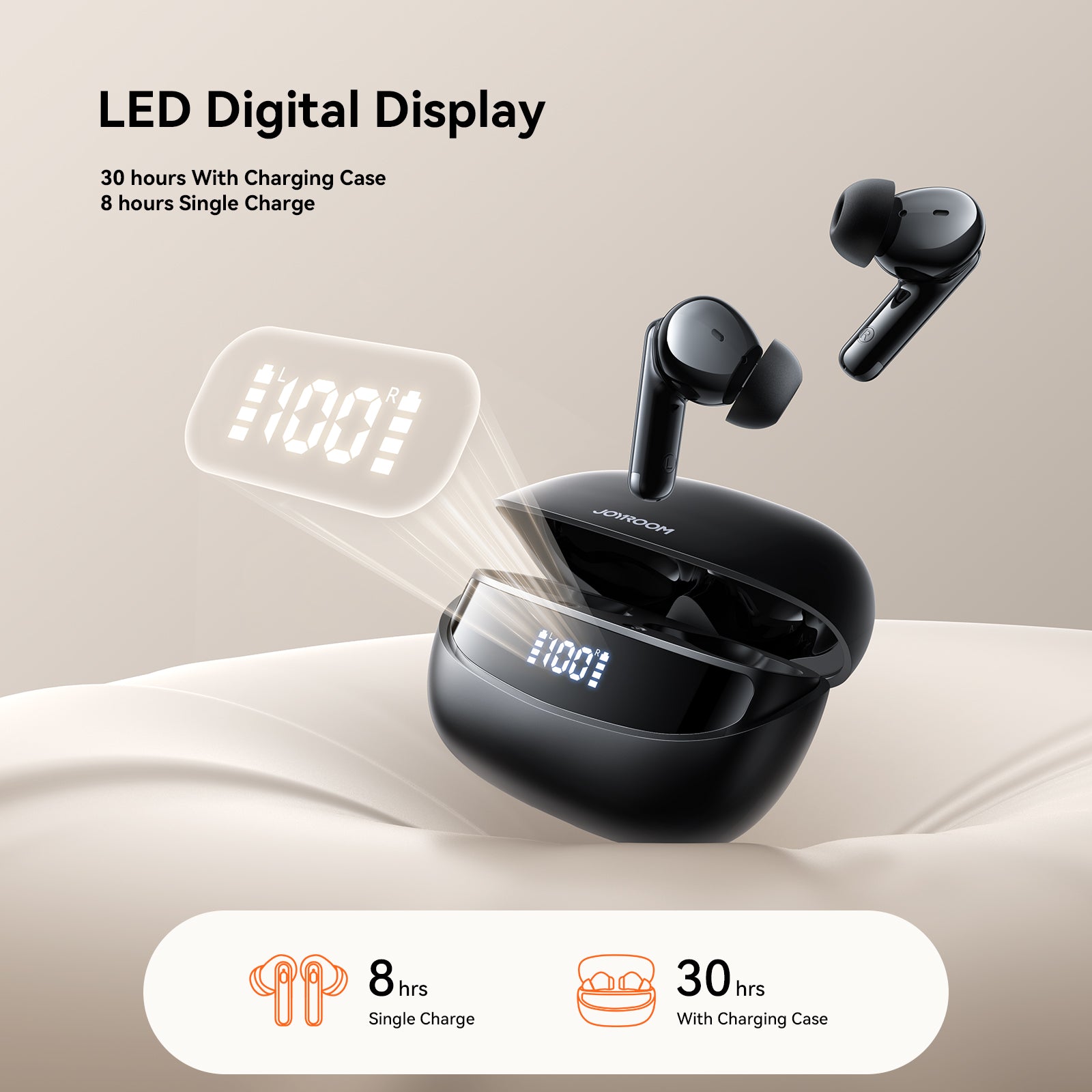 Joyroom Jbuds JR-BB3 LED digital display charging case — 8 hours single charge, 30 hours with case