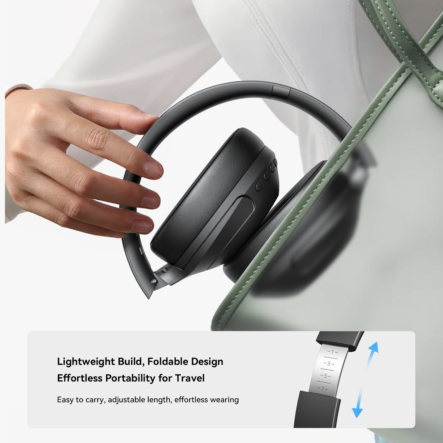 Joyroom JR-JH2 foldable lightweight design — portable headphones for travel