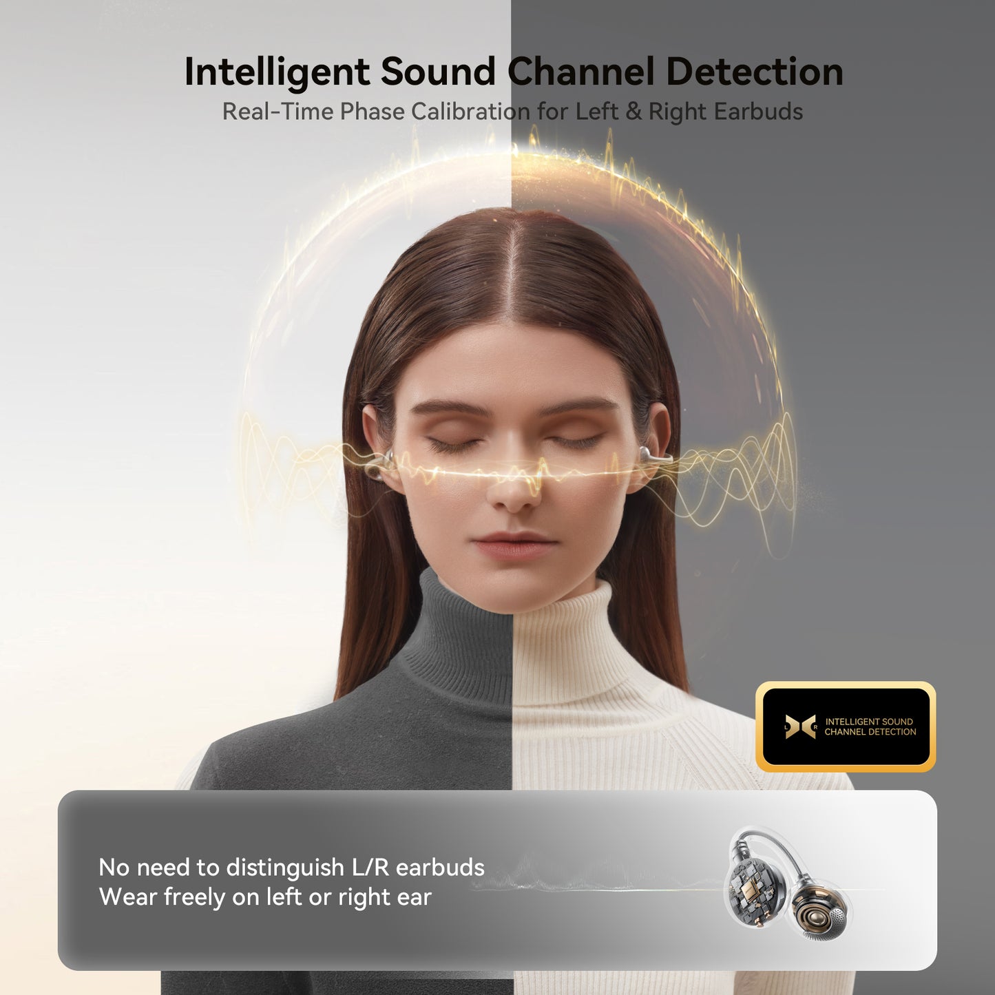Joyroom Openfree OE3 intelligent L/R channel detection — wear either earbud on either ear
