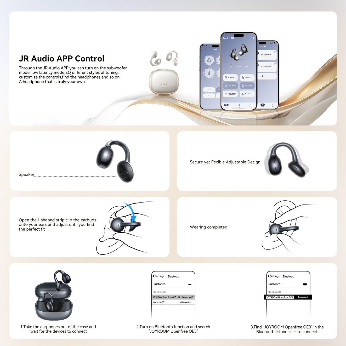 Joyroom Openfree OE3 JR Audio app — EQ, gestures, pairing and Bluetooth setup
