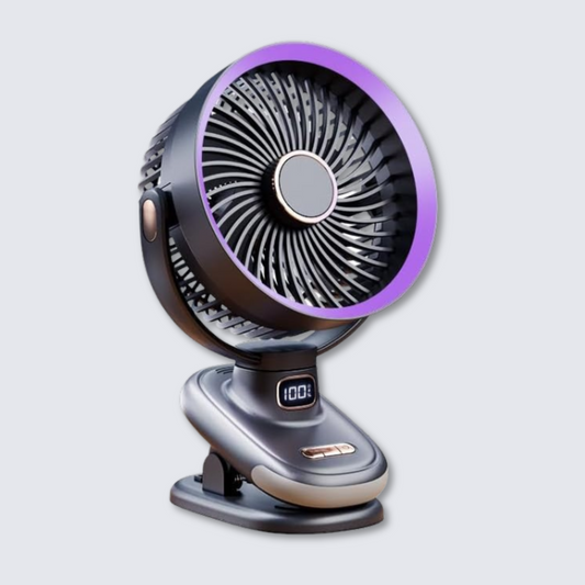 Ocdun Oscillating Clip-On Desk Fan – 5-Speed USB Fan with 2400mAh Battery, 360° Rotation, Timer, Digital Display, Ultra-Quiet