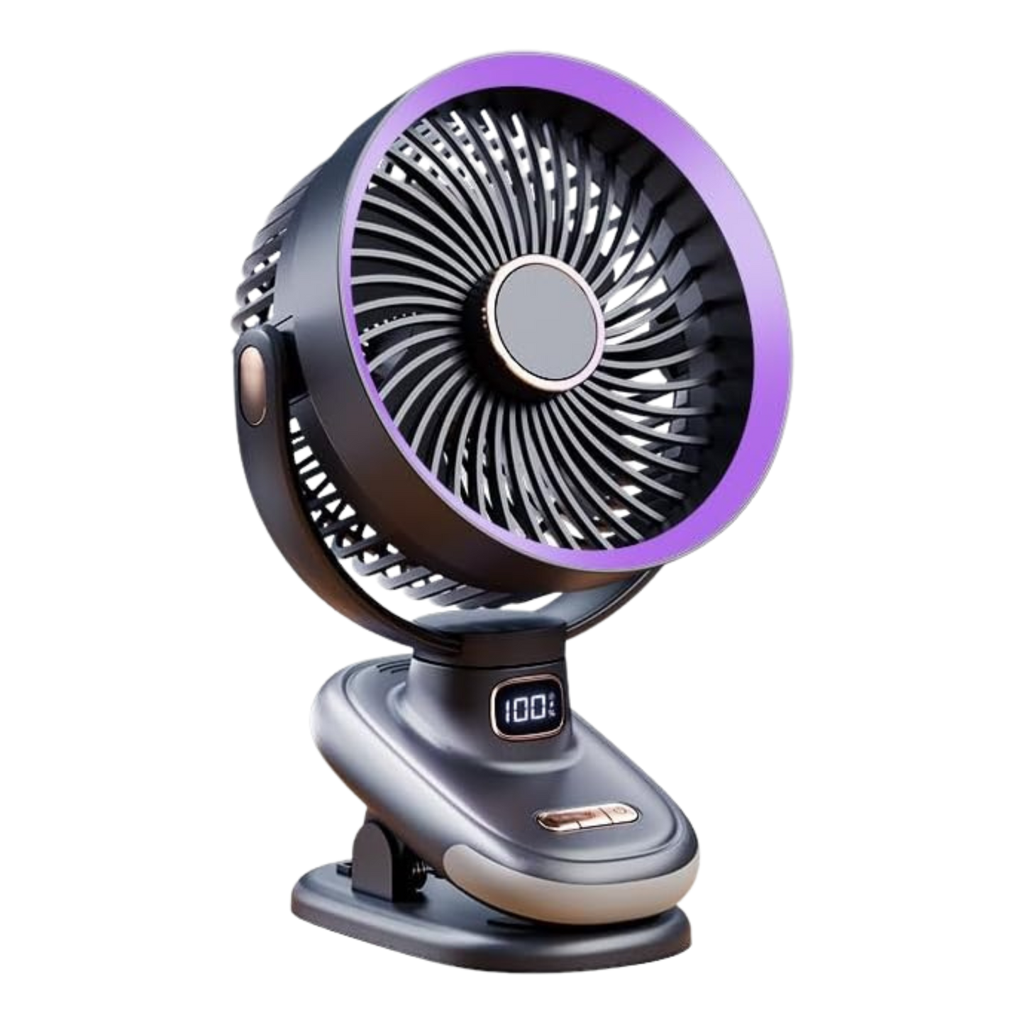 Ocdun Oscillating Clip-On Desk Fan – 5-Speed USB Fan with 2400mAh Battery, 360° Rotation, Timer, Digital Display, Ultra-Quiet