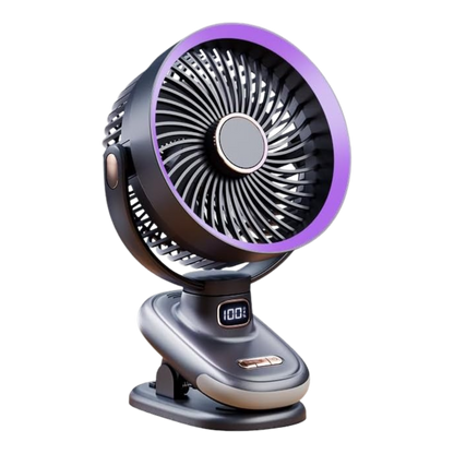 Ocdun Oscillating Clip-On Desk Fan – 5-Speed USB Fan with 2400mAh Battery, 360° Rotation, Timer, Digital Display, Ultra-Quiet